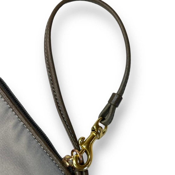 COACH Satin Wristlet Wallet Grey Silver Gold Brown Coin Purse NWOT - Picture 5 of 8